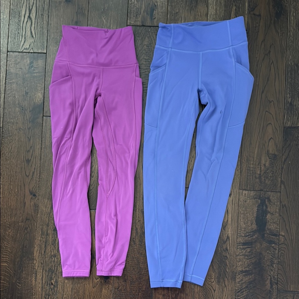 Purple and Blue High-Waisted Leggings